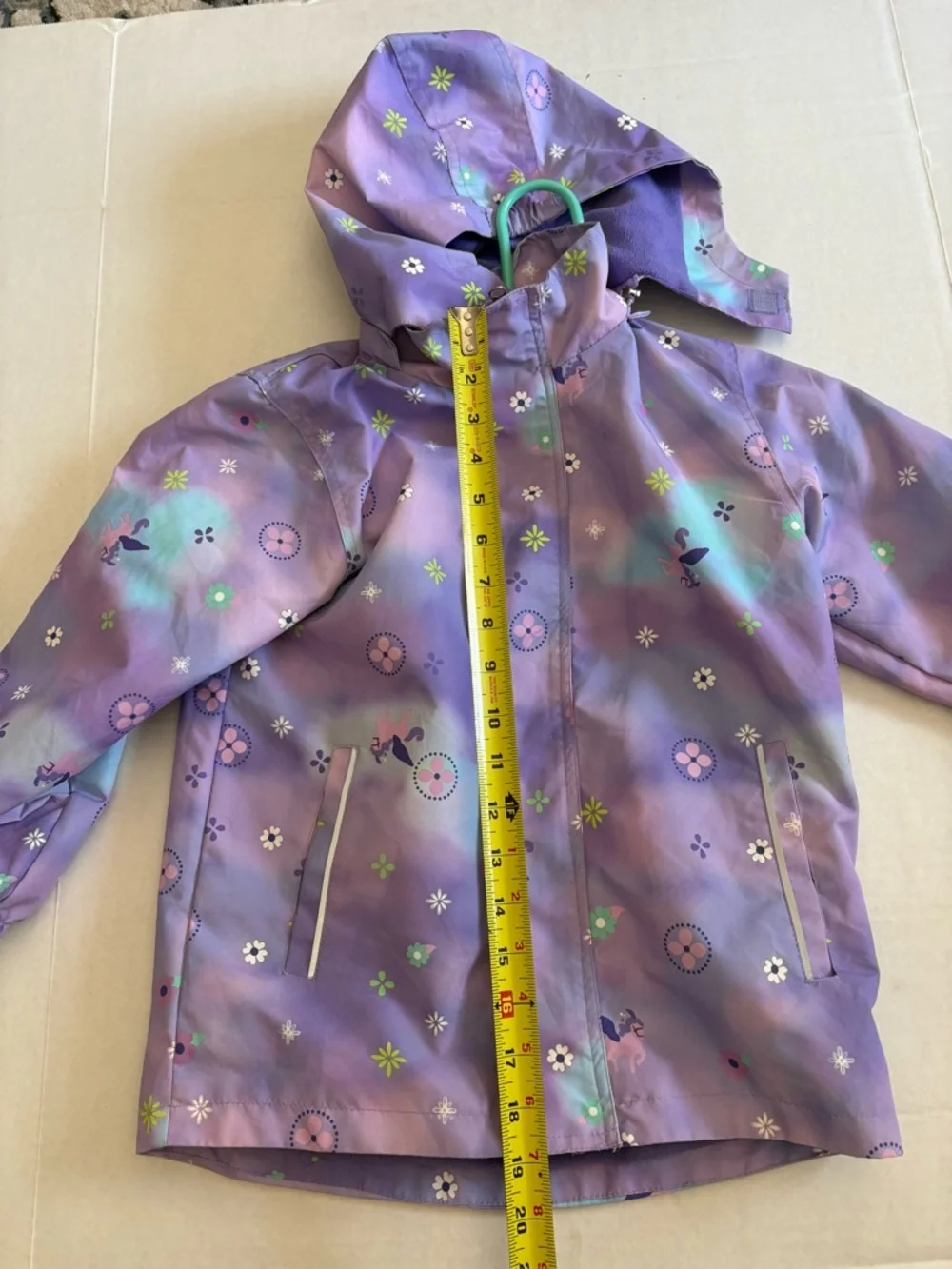 Kids' Purple Floral Hooded Rain Jacket